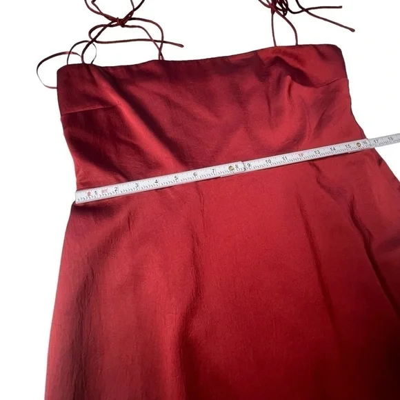 J.Crew Tie-Strap Textured Satin Midi Dress in Deep Red Size 14 - Picture 9 of 15